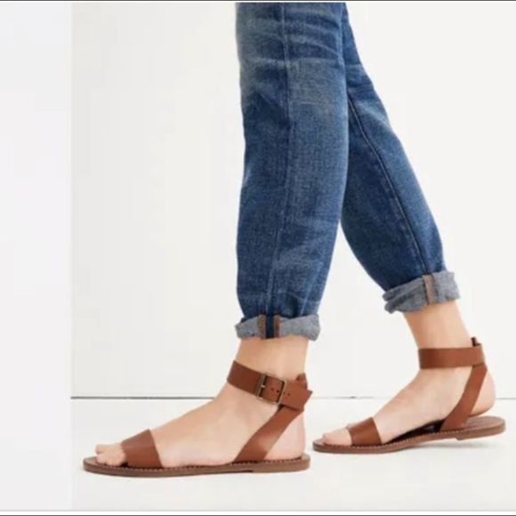 Madewell Broadwalk Brown Leather Ankle Strap Sandals size 8.5 - Picture 2 of 11